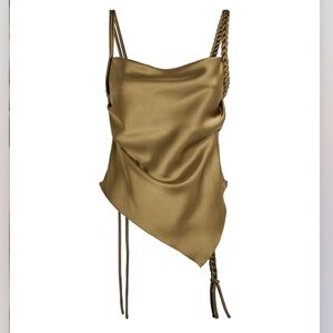 NWT Nanushka Stina Dark Khaki Slip Satin Top